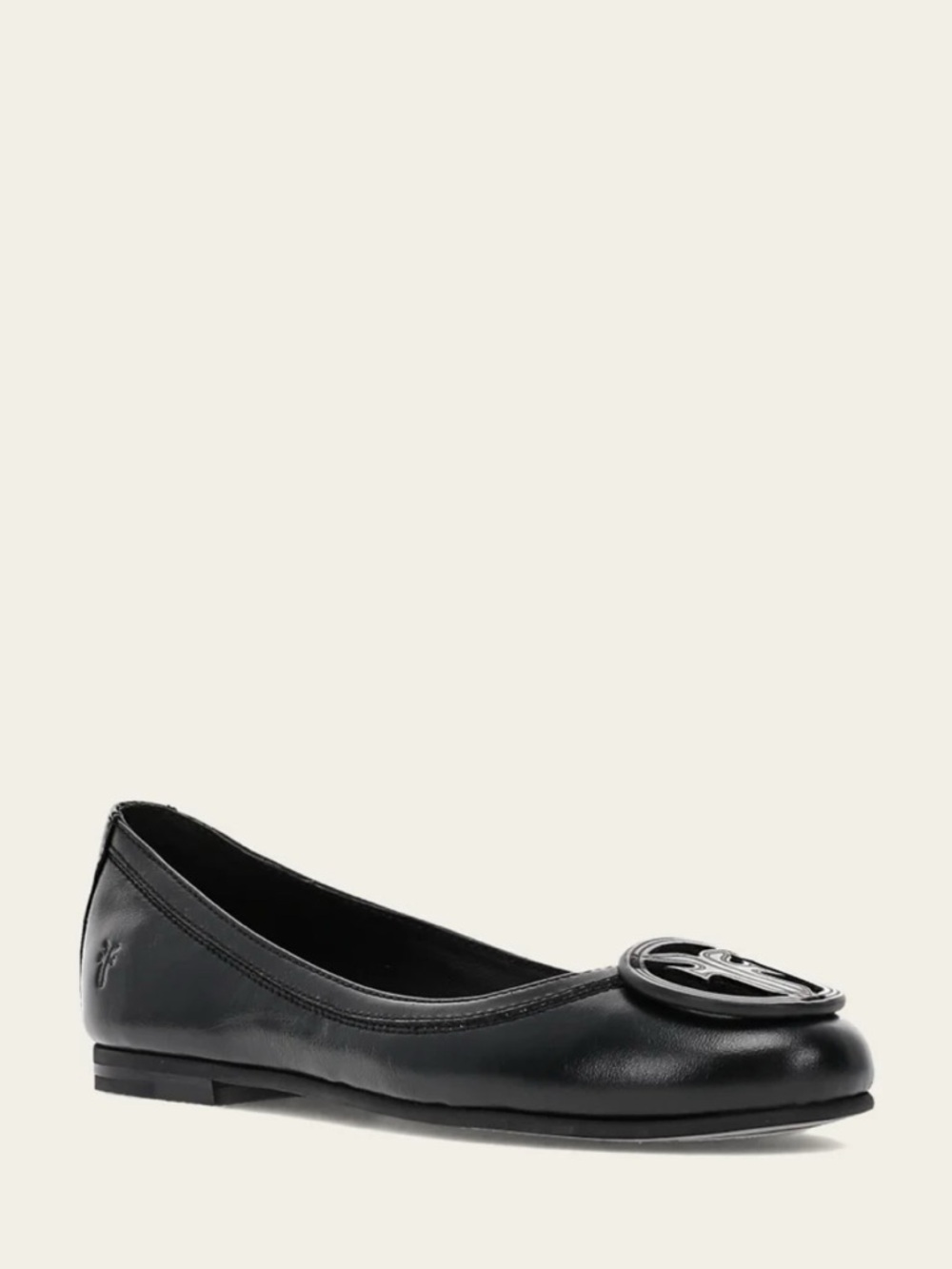 Frye Carson Logo Ballet Flat Black Leather Sz 8